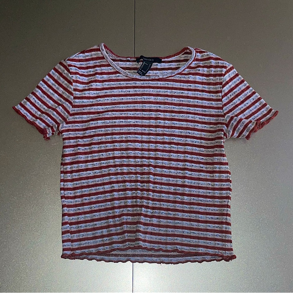 Forever 21 lettuce striped crop top